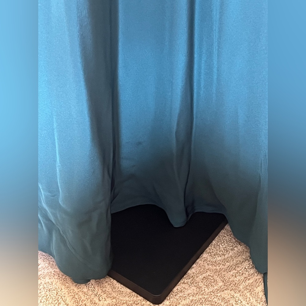 Leith Dress Maxi Long Gown 100% Silk Teal Size M - Picture 4 of 15